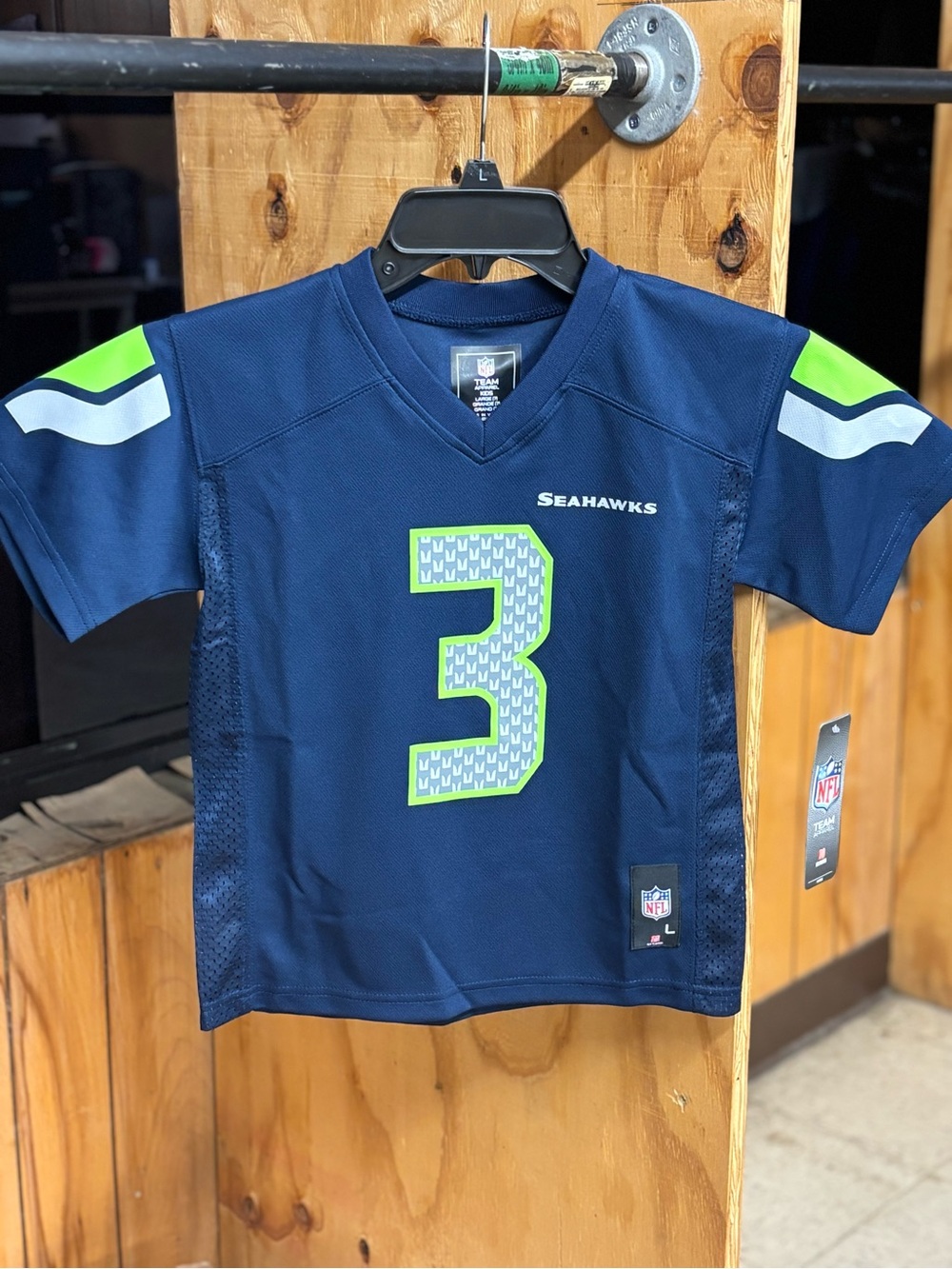 Seattle Seahawks Kids Jersey in Navy & Lime - Team Logo #3